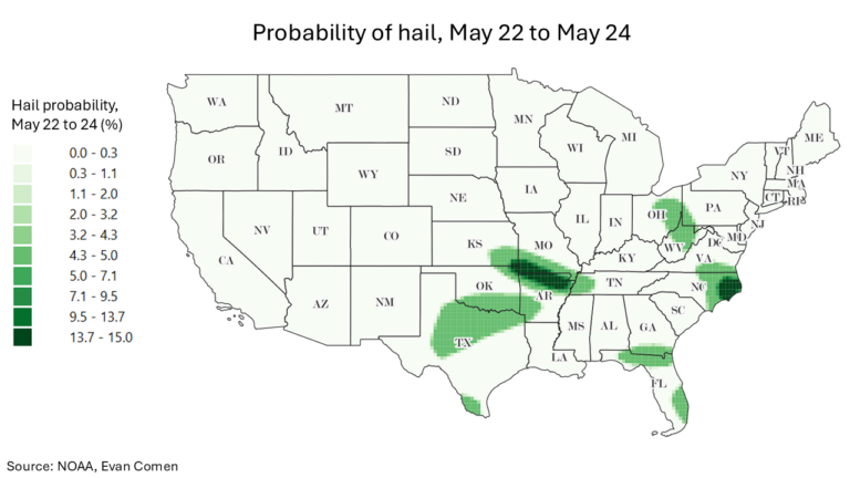 ‘Golf Ball Hail’ Forecast for the Central US: See the Cities Facing the Biggest Threat This Week